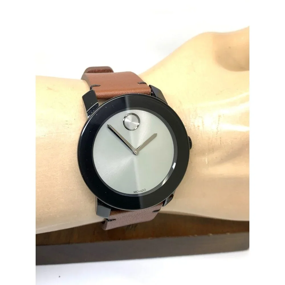 Movado Men's Watch 3600442 Bold Swiss Quartz Gray Dial 42mm Brown Leather Strap